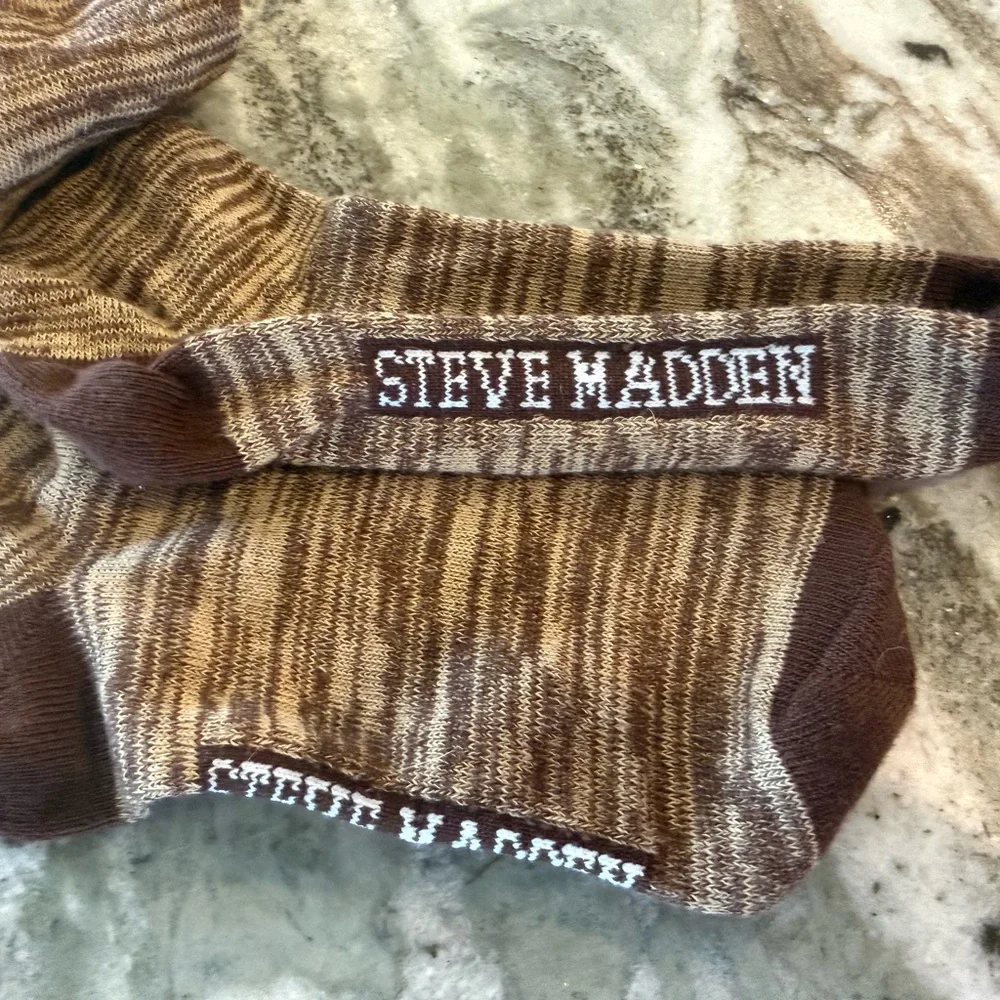 Steve Madden Tan and Dark Brown Marled Boot Socks with cuff Like New!
